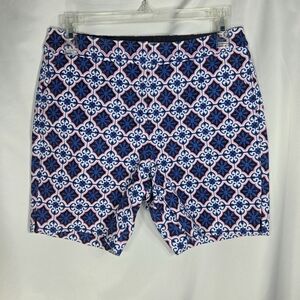 Boden NWOT Blue Black White Pink Talavera Tile Inspired Print Shorts Size 4